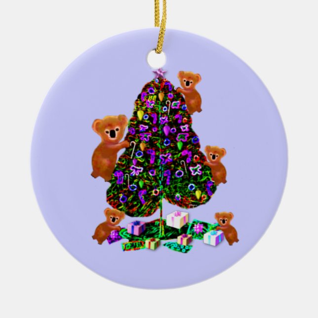 Koala-Weihnachtsmorgen-Verzierungen Keramik Ornament (Vorne)