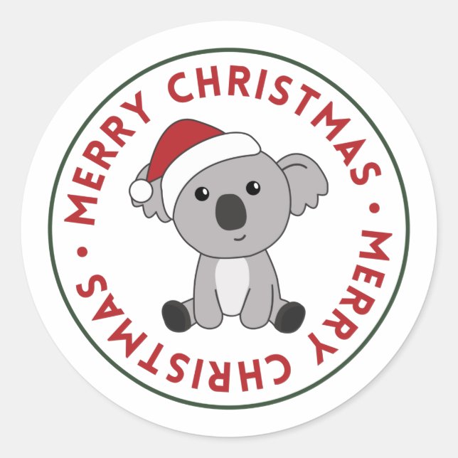 Koala Weihnachtsschnee Wintertiere Koalas Classic Runder Aufkleber (Vorderseite)