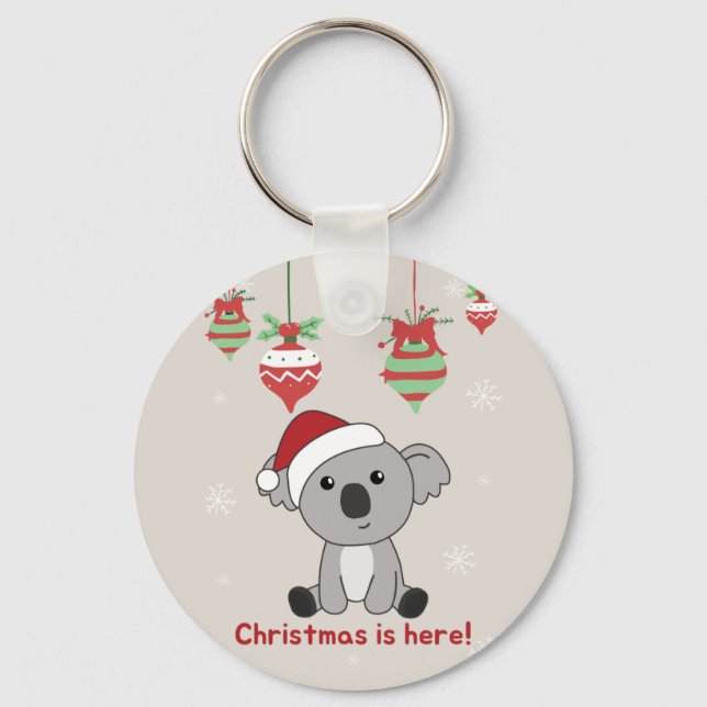 Koala Weihnachtsschnee Wintertiere Koalas Keychai Schlüsselanhänger (Vorderseite)