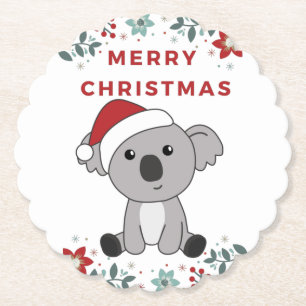 Koala Weihnachtsschnee Wintertiere Koalas Papier C Untersetzer