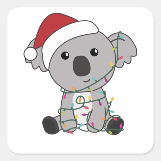 Koala Weihnachtsschnee Wintertiere Koalas Quadratischer Aufkleber (Vorderseite)
