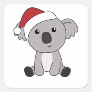 Koala Weihnachtsschnee Wintertiere Koalas Quadratischer Aufkleber