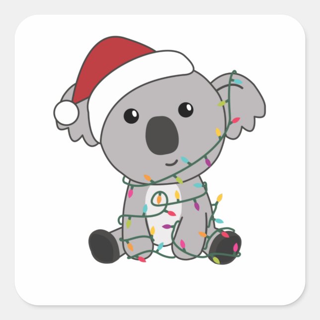 Koala Weihnachtsschnee Wintertiere Koalas Quadratischer Aufkleber (Vorderseite)