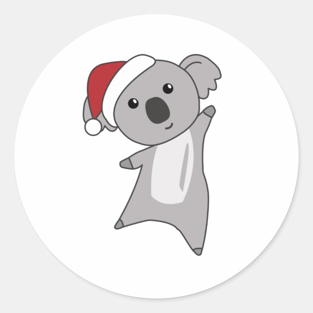 Koala Weihnachtsschnee Wintertiere Koalas Runder Aufkleber (Vorderseite)