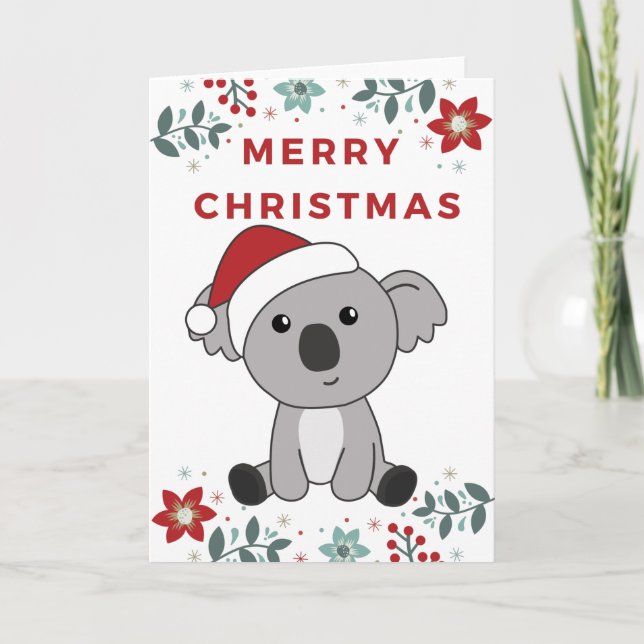 Koala Weihnachtsschnee Wintertiere Koalas Urlaub Feiertagskarte (Vorderseite)