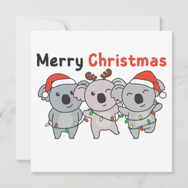 Koala Weihnachtstiere Koalas Frohe Weihnachtsinv Einladung (Vorderseite)