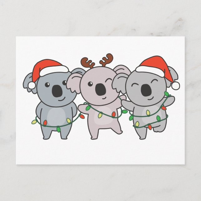 Koala Weihnachtstiere Niedlich Koalas Feiertagspostkarte (Vorderseite)