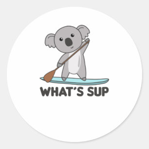 Koala Whats Sup Team Funny Koalas Paddle Runder Aufkleber