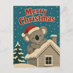 Koala Winter Dach Tier Weihnachten Postkarte