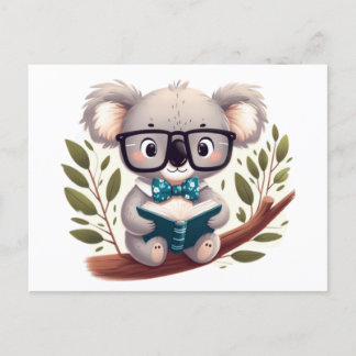Koala with glasses postkarte