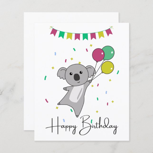 Koala wünscht Ihnen einen guten Geburtstag (Vorne/Hinten)