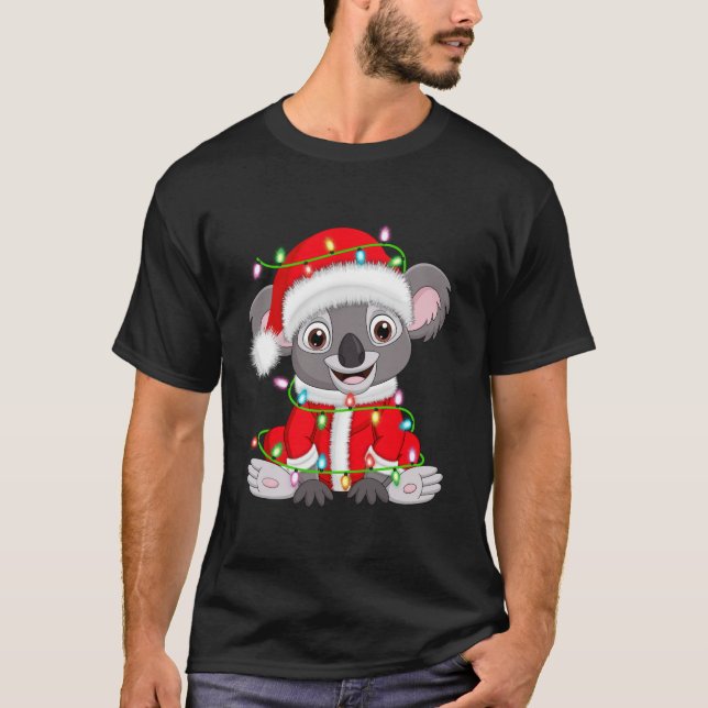Koala Xmas Licht Weihnachtskostüm Koala Weihnachte T-Shirt (Vorderseite)