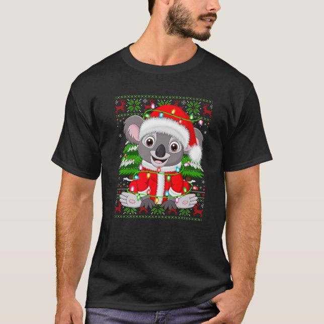 Koala Xmas Sweater Style Ugly Santa Koala Christma T-Shirt (Vorderseite)