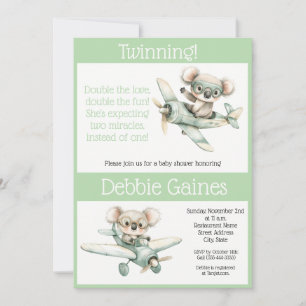 Koala-Zwillinge-Baby-Shower-Einladung Geschlecht Einladung