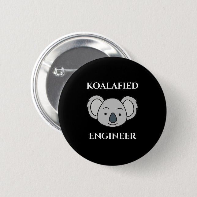Koalafied Engineer Niedlich Koala Funny Job Puff Button (Vorne & Hinten)