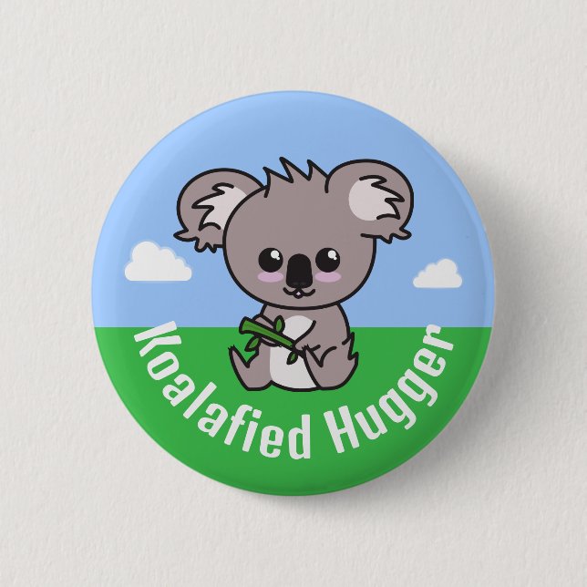 "Koalafied Hugger", niedliches, kuscheliges Baby K Button (Vorderseite)