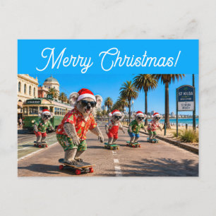 Koalas beim Skateboardfahren Weihnachten Postkarte