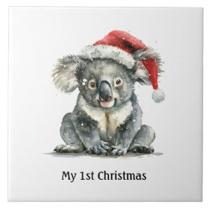 Koalas erste Weihnachtskuscheln, individuell Fliese