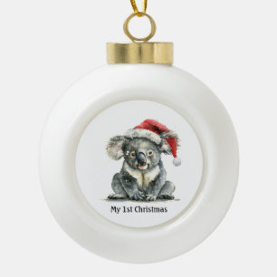 Koalas erste Weihnachtskuscheln, individuell Keramik Kugel-Ornament