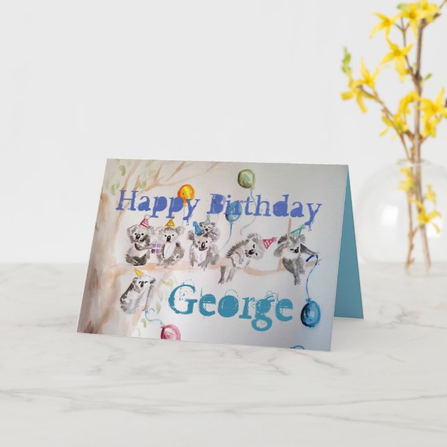 Koalas Geburtstagsparty-Kinder-Karte Karte (Gelbe Blume)