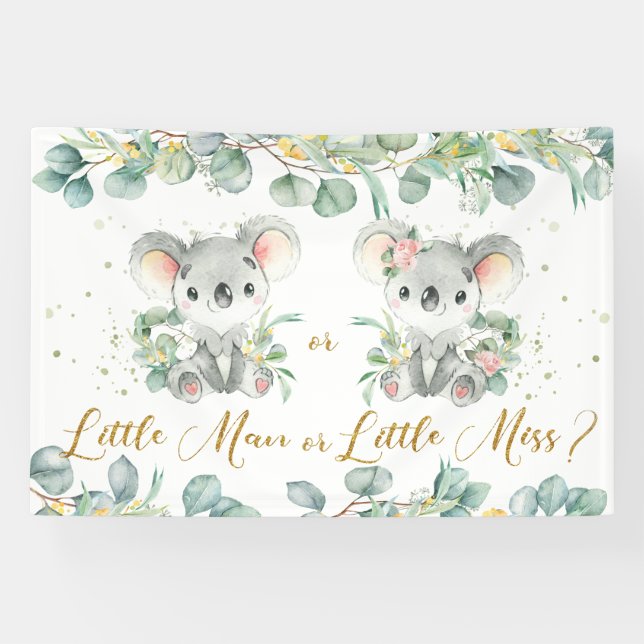 Koalas Greenery Gender Reveal Hintergrund Mann ode Banner (Horizontal)