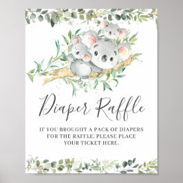 Koalas Twins Baby Duschkabine Windeln Raffle Ticke Poster