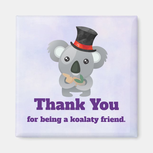 Koalaty Friend Pun Niedlich Koala in Top Hat Magnet (Vorne)