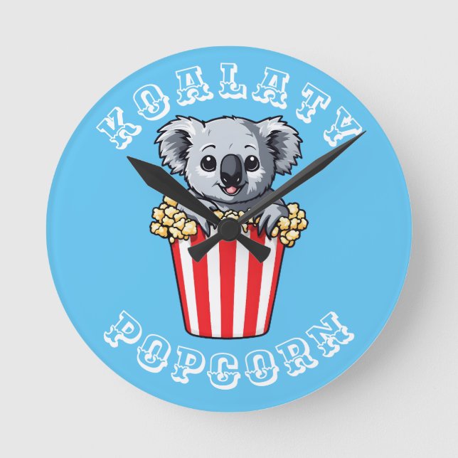 Koalaty Popcorn Runde Wanduhr (Vorderseite)