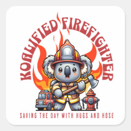 Koalifizierter Feuerwehrmann / Feuerwehrmann mit F Quadratischer Aufkleber