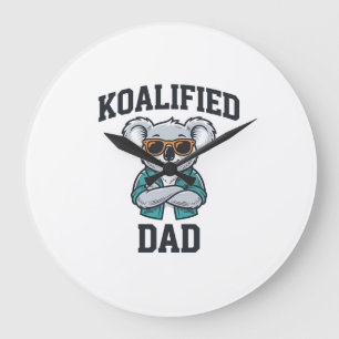 Koalifizierter Papa Süßes Koala-Vater-Shirt-Design Große Wanduhr