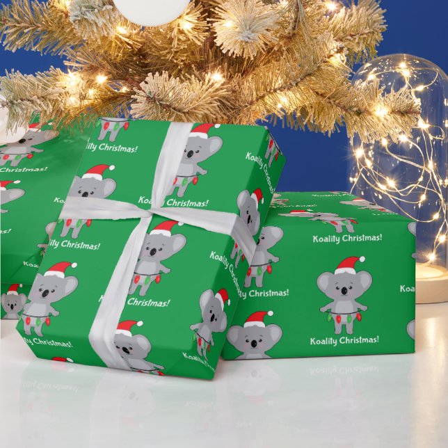Koality Christmas Koala Bär mit Lichterumschlag Geschenkpapier (Feiertage)