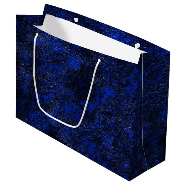 Kobalblau Große Geschenktüte (Vorderseite Schrägansicht)