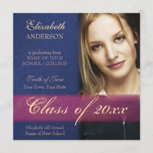 Kobalt-Blau-Damastgrunge-Abschluss-Mitteilung Ankündigung