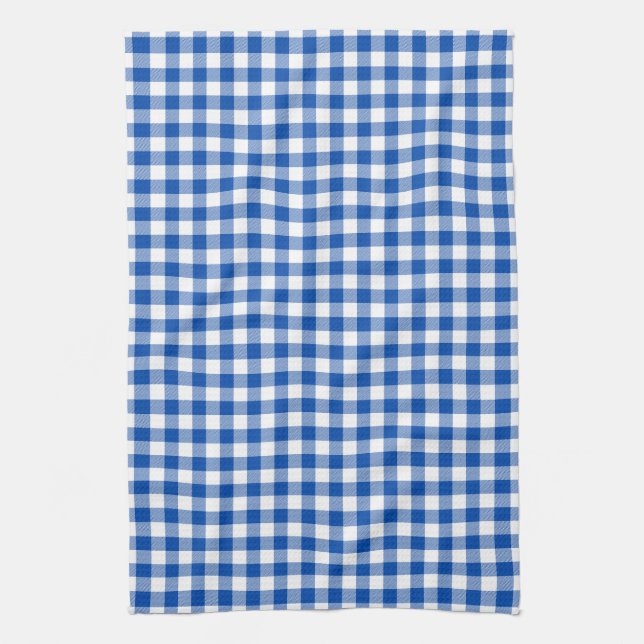 Kobalt-Blau-Gingham-Muster-Geschirrtücher Geschirrtuch (Vertikal)
