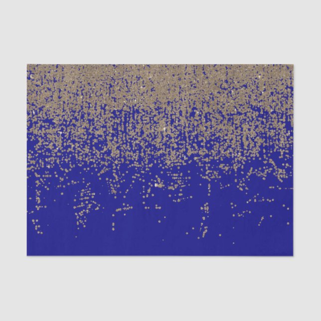 Kobalt-Blau-GoldGlitzer Ombre Steigung Seidenpapier (Vorderseite)