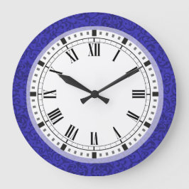 Kobalt-Blau Tudor Garten-Blumendamast Große Wanduhr