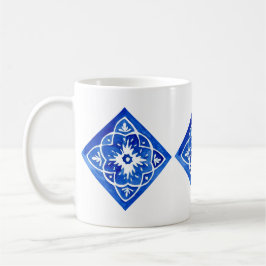 Kobalt Blau und Weiß Mittelmeer Tile Kaffeetasse