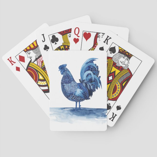 Kobalt-Blau-Vieh - Hahn Spielkarten (Rückseite)