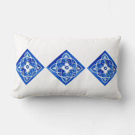 Kobalt Blau-Weiß-Mittelmeer Tile Lumbar Lendenkissen