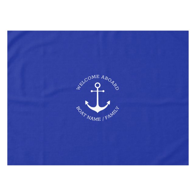 Kobalt blauer Anker Eigener Willkommensgarten Tischdecke (Vorderseite (Horizontal))