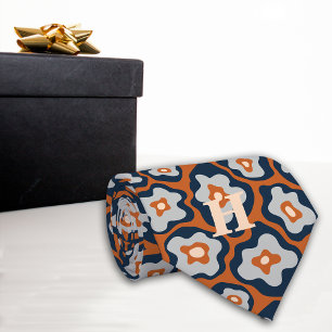 Kobalt-Blues Rosteier-Blume Monogramm Krawatte