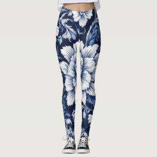 Kobalt-Blüten-Symphonie-Leggings Leggings