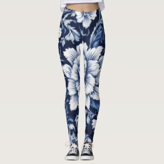 Kobalt-Blüten-Symphonie-Leggings Leggings