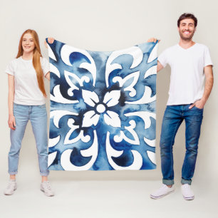 Kobalt-Fliese II Fleecedecke
