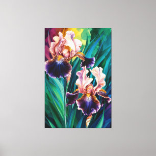 *~* Kobalt Irische Blume Künstlerisch Iris Malerei Leinwanddruck