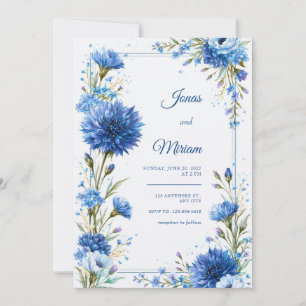 Kobalt Kornblumen Botanische Hochzeit Einladung