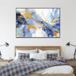 Kobalt- und Gold-Ozean-Adern-Abstrakte Kunst Leinwanddruck