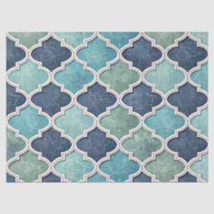 Kobalt und Türkis Vierblatt - Mediterranes Mosaik Seidenpapier