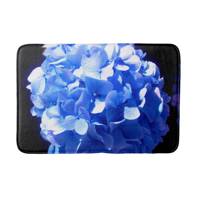 Kobaltblau Blütenblütenelegante Hydrangeas Badematte (Vorderseite)
