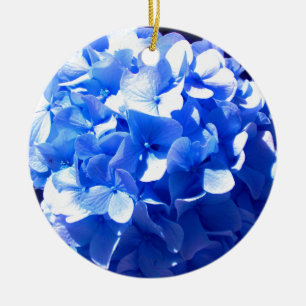 Kobaltblau Blütenblütenelegante Hydrangeas Keramik Ornament